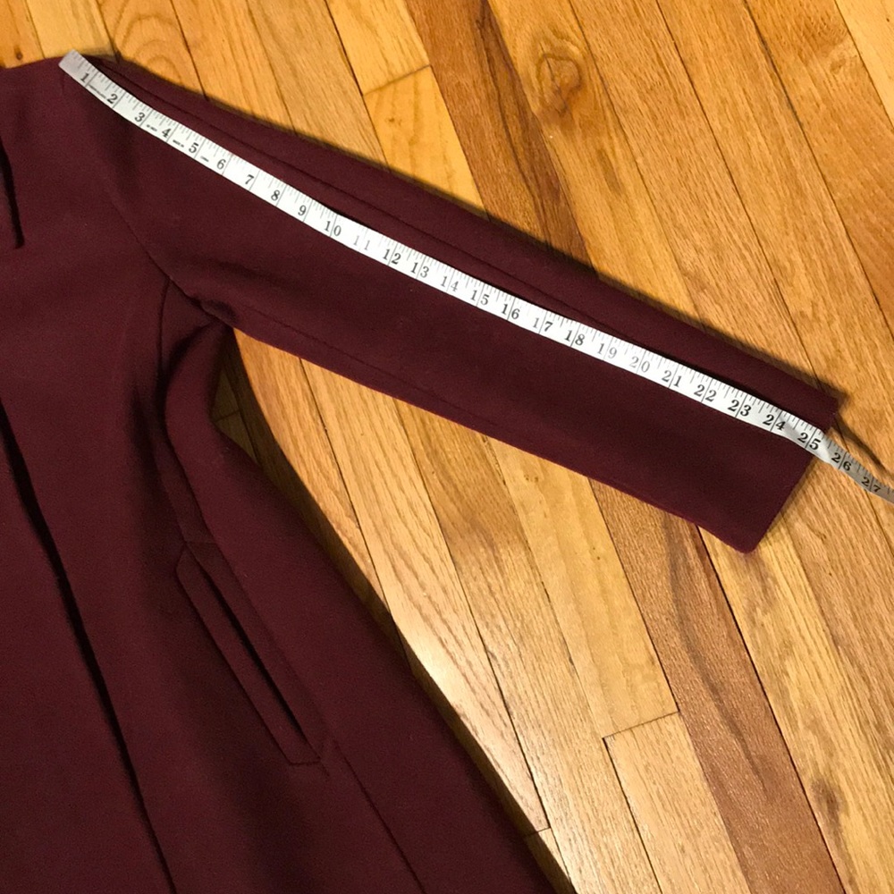 ✈️Loft Wool Preppy long Mock Pencil Bodice wine burgundy solid minimalist button - Picture 14 of 15